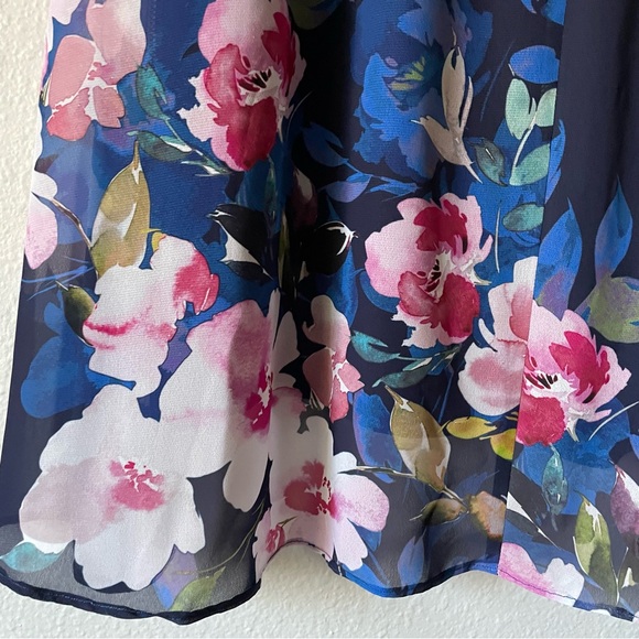 🎉HP🎉 NWOT Adrianna Papell FLORAL-PRINT CROPPED JUMPSUIT WITH CHIFFON OVERLAY - Picture 11 of 12
